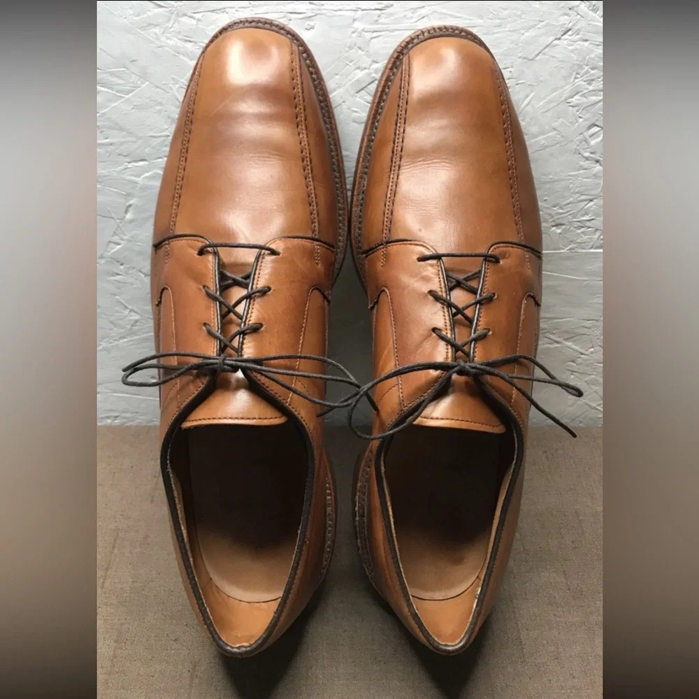 Allen Edmonds Hillcrest Men's Derby Shoes Tan Brown Leather Size 14D Made in USA